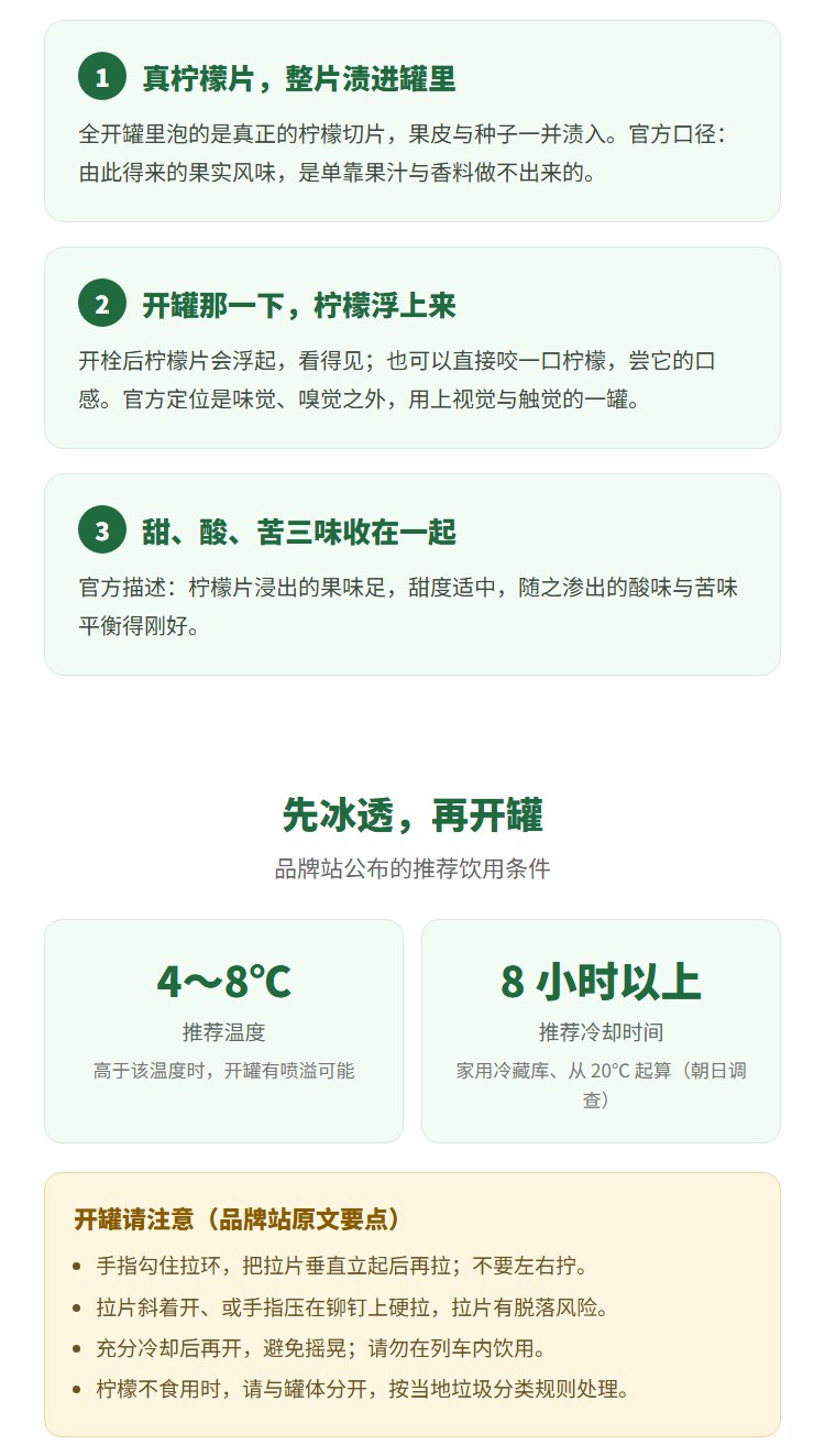 朝日未来无醇柠檬沙瓦：整片柠檬泡进罐里
